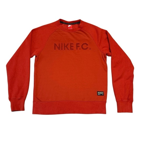 Nike F.C. AW77 1994 Long-Sleeve Crew Mens Sweatshirt. Burnt Orange Size S #1440 - Picture 3 of 10